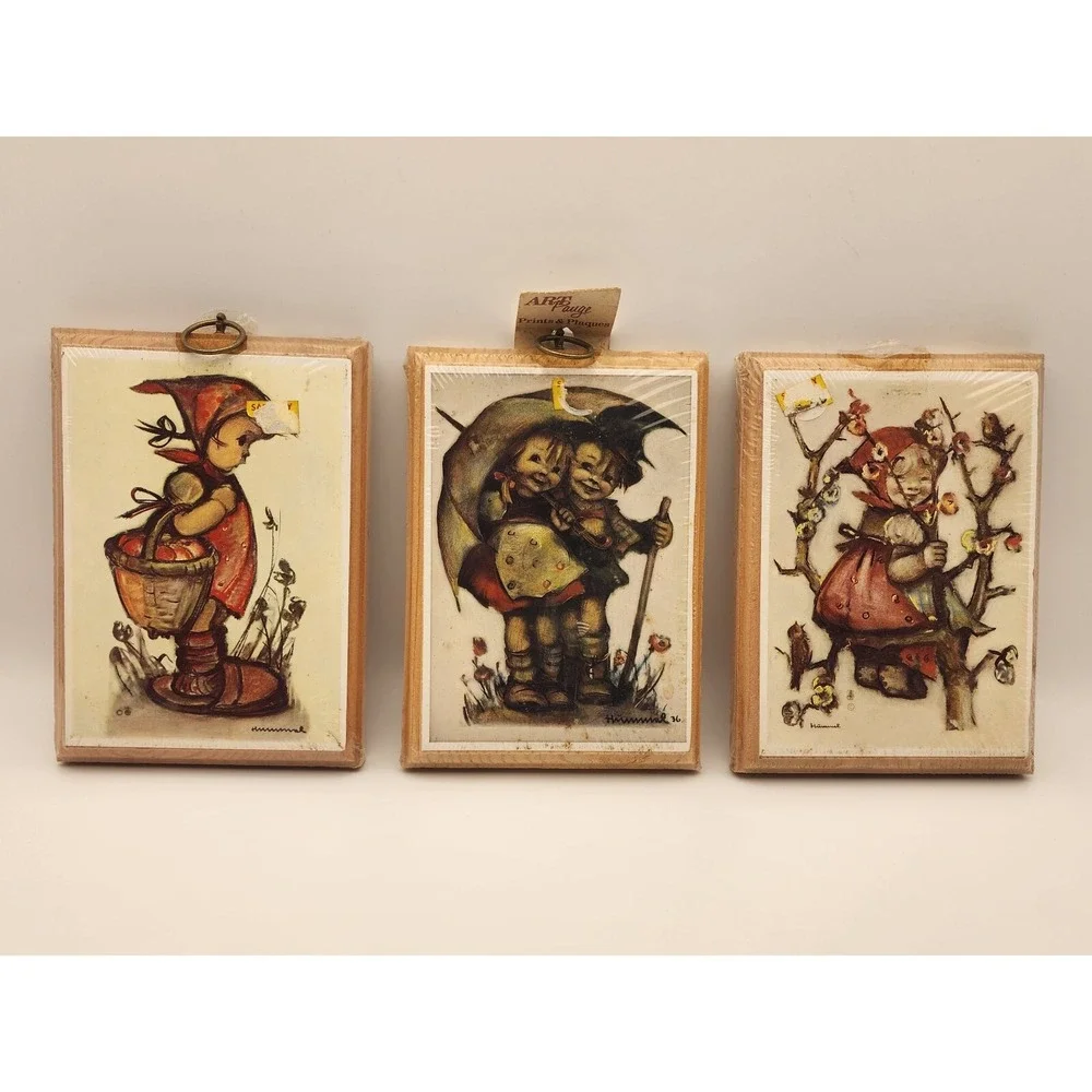 Vintage Evans Retro Wool Plaque‎ Kitschy Kids Wall Art Decor Umbrella Kiss